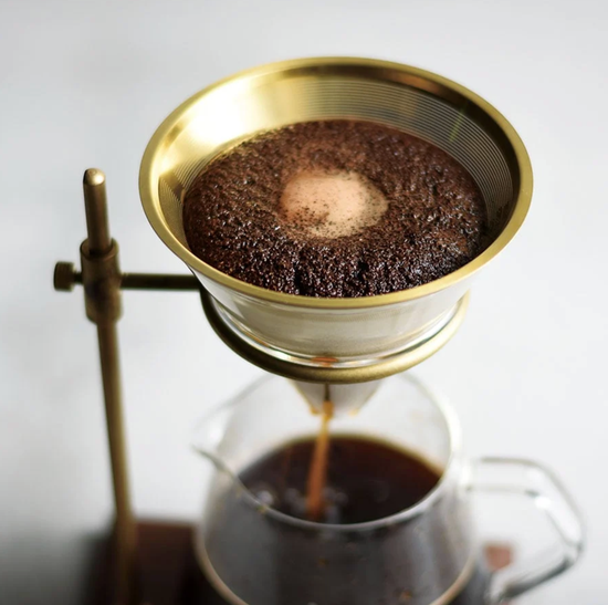 Brass & Wood Coffee Brewer and Stand