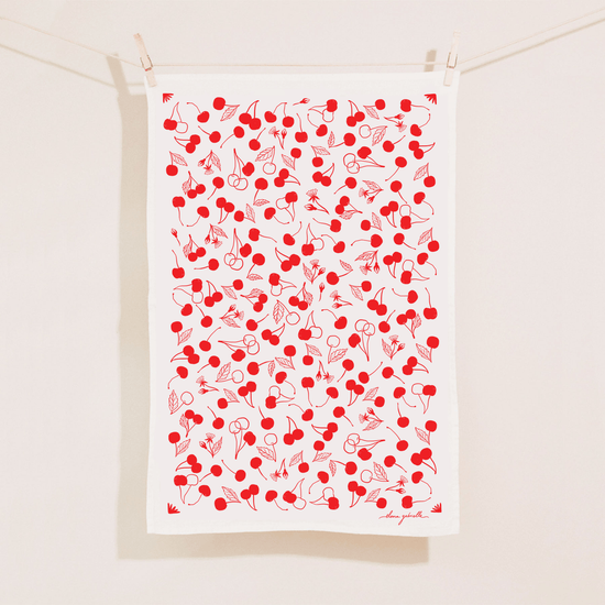 Cherries Linen Tea Towel