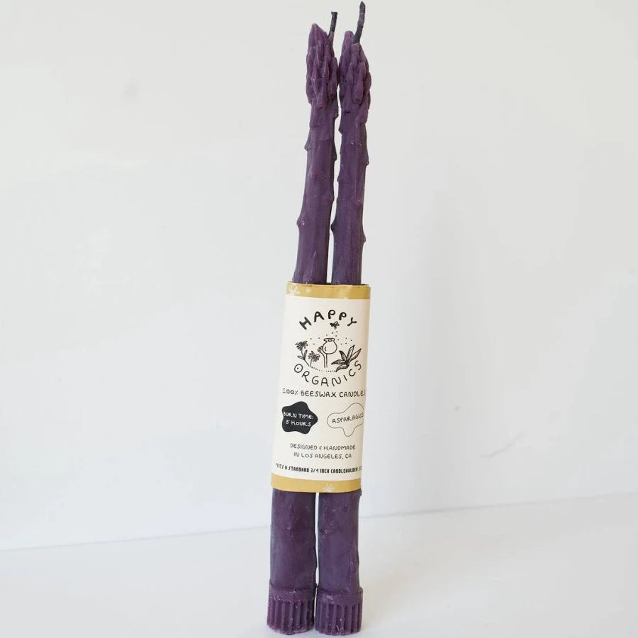 Purple Asparagus Beeswax Taper Candles | Pair