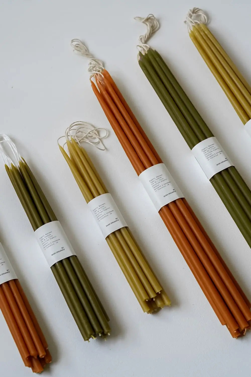 Organic Beeswax Slim Taper Candles | Set of 10