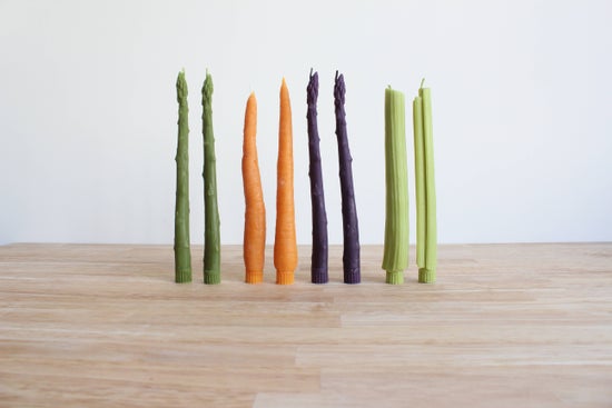 Purple Asparagus Beeswax Taper Candles | Pair