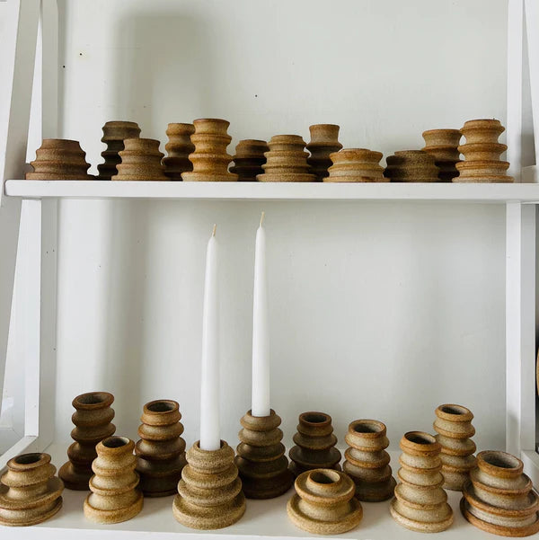 Stepped Stoneware Taper Holder