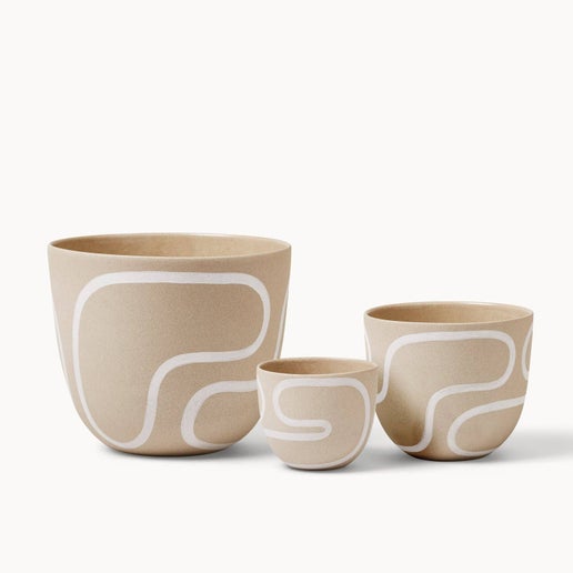 Stoneware White Outline Planter | Large
