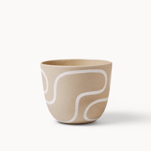 Stoneware White Outline Planter | Large