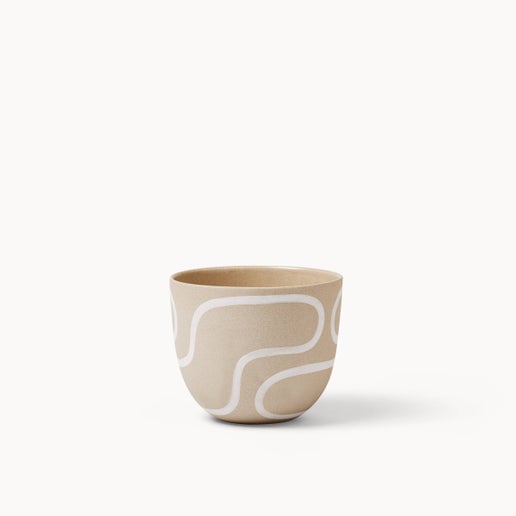 Stoneware White Outline Planter | Medium