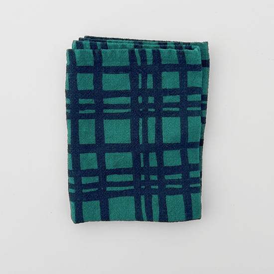 Textured Linen-Cotton Tea Towel | Darby | Midnight & Teal