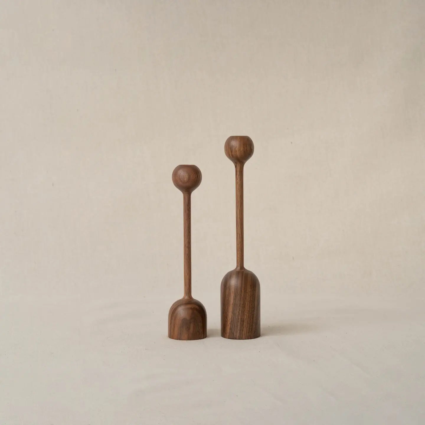 Walnut Tulip Candlestick Holder | Pair