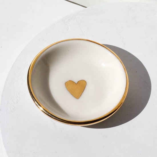 Heart Dish | Cream with 22K Gold