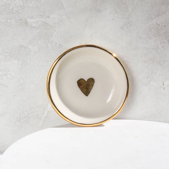 Heart Dish | Cream with 22K Gold